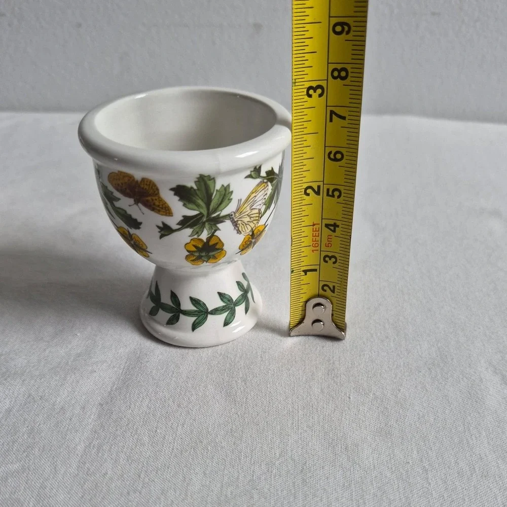 Portmeirion Egg Cup Set of 2 White Botanic Garden Floral Butterfly Britain